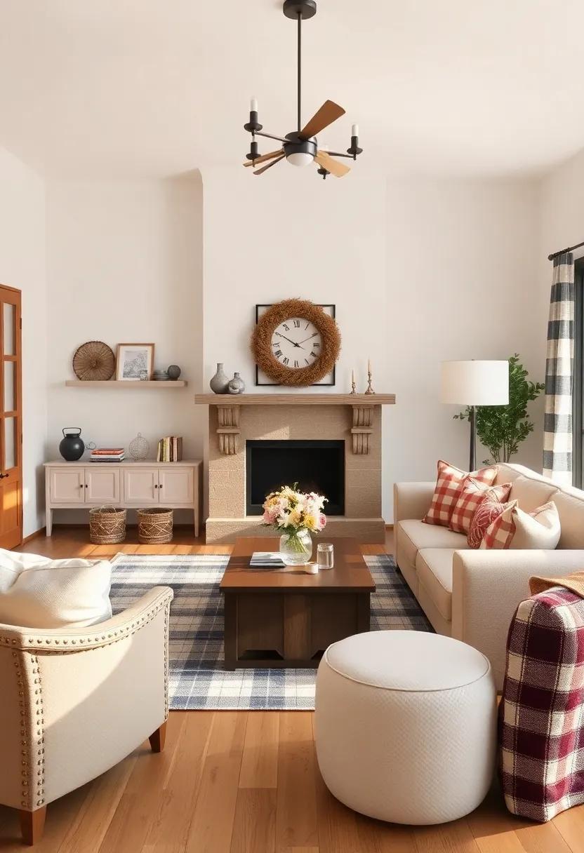 Embracing Cozy Charm: Designing a Country Living Room with Plaid Patterns