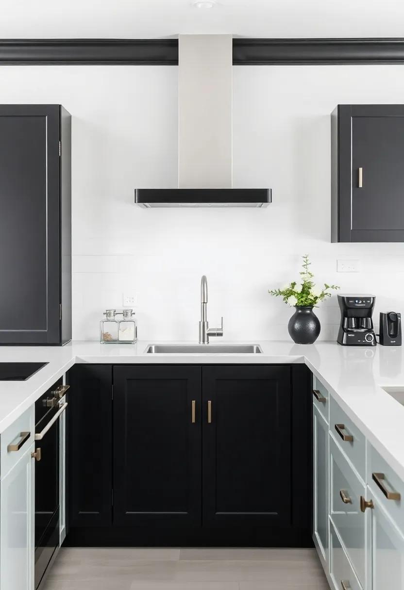 Elegant Contrast: The Timeless Appeal of Black Kitchen Cabinets and White Countertops