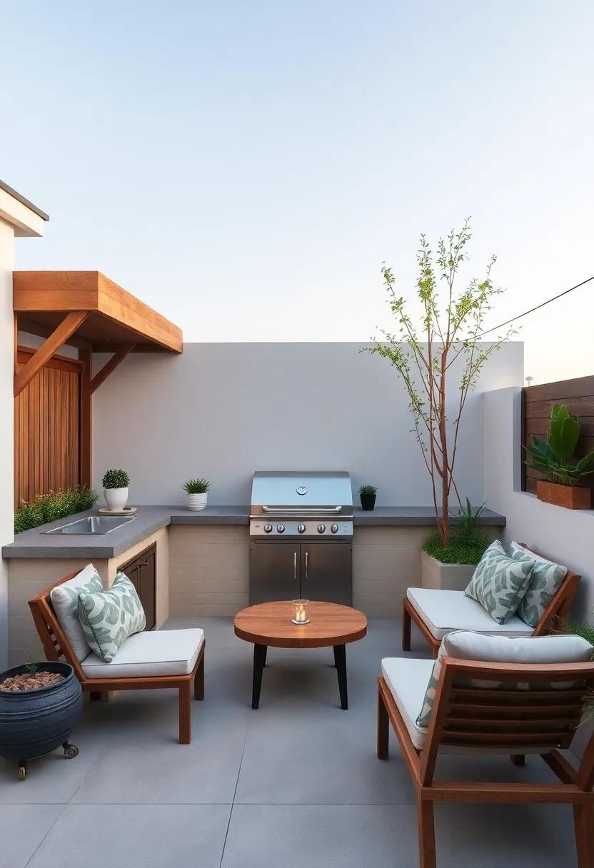 24 Inspiring Small Outdoor Spaces Featuring Built-in BBQ Stations for Cozy Cookouts