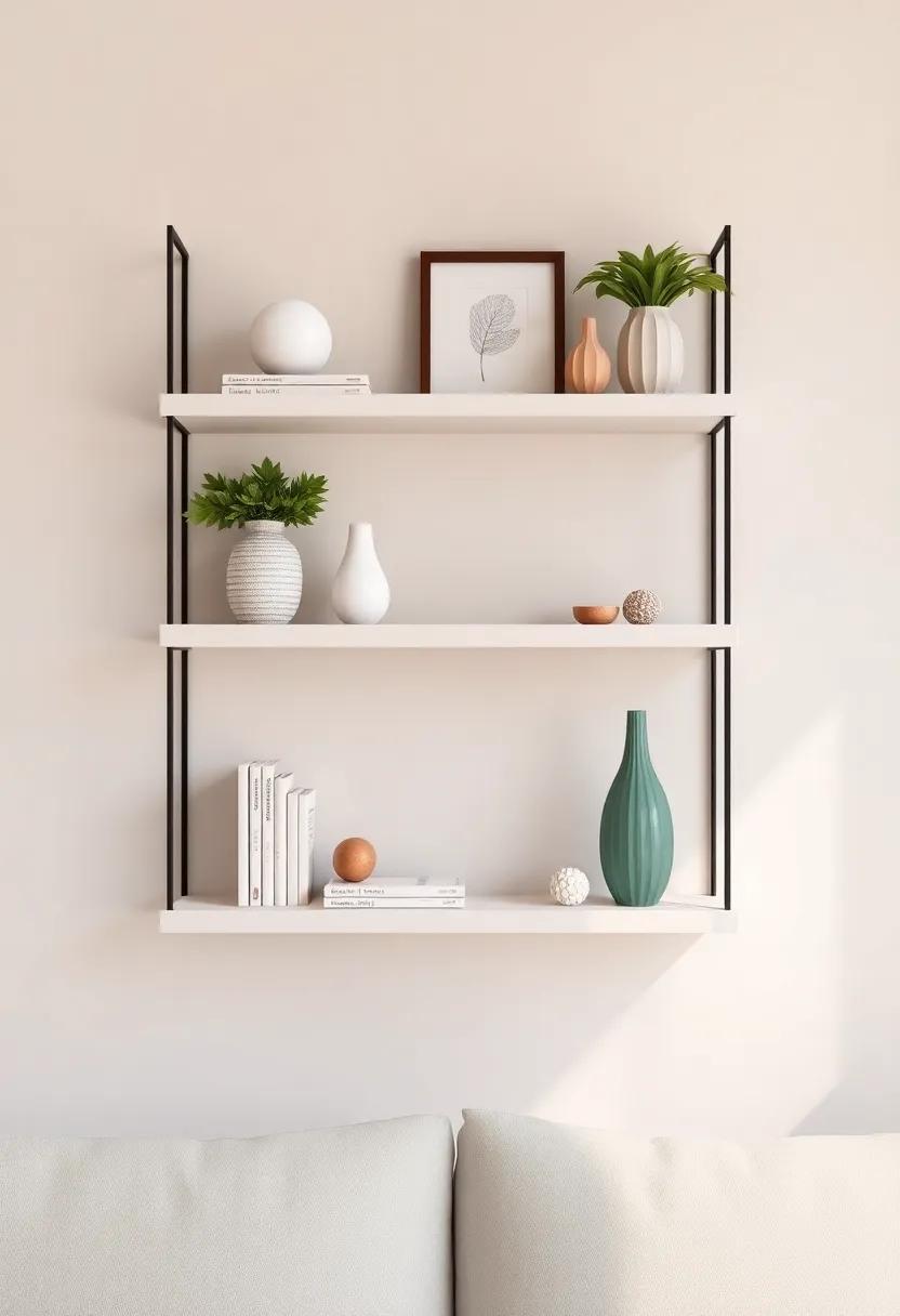 Elevate Your Space: Creative Living Room Shelves Adorned with Stylish Accents