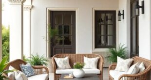 27 Charming Grandmillennial Outdoor Spaces Featuring Timeless Wicker Furniture