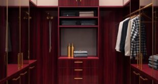 23 Stunning Features of a Deep Burgundy and Brass Luxury Walk-In Closet