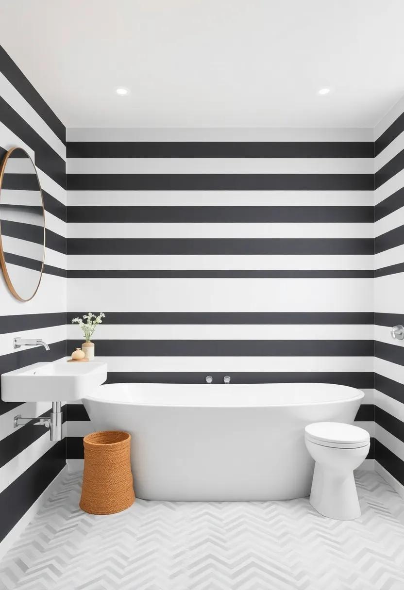 Bold Stripes And Chevron Patterns Making A Statement In Contemporary Bathrooms