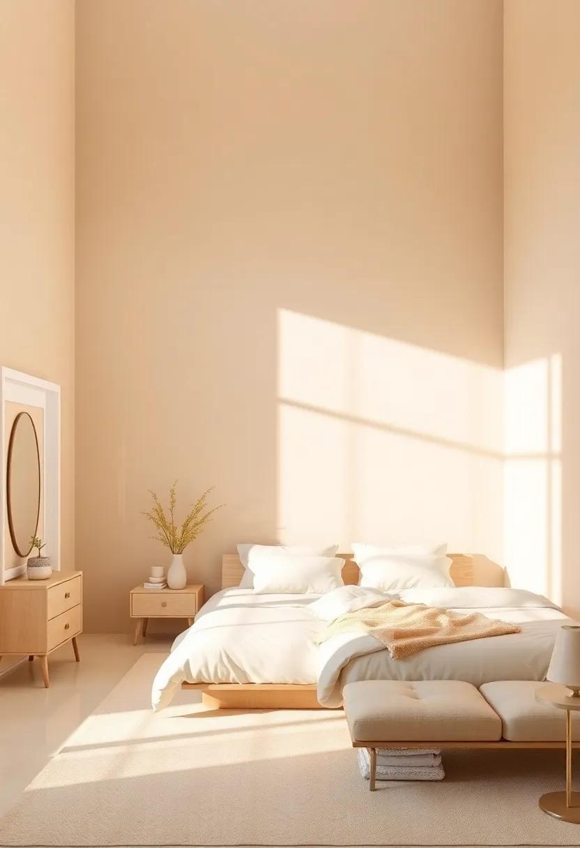 Utilizing beige in Different Lighting for a Dreamy Bedroom Ambiance
