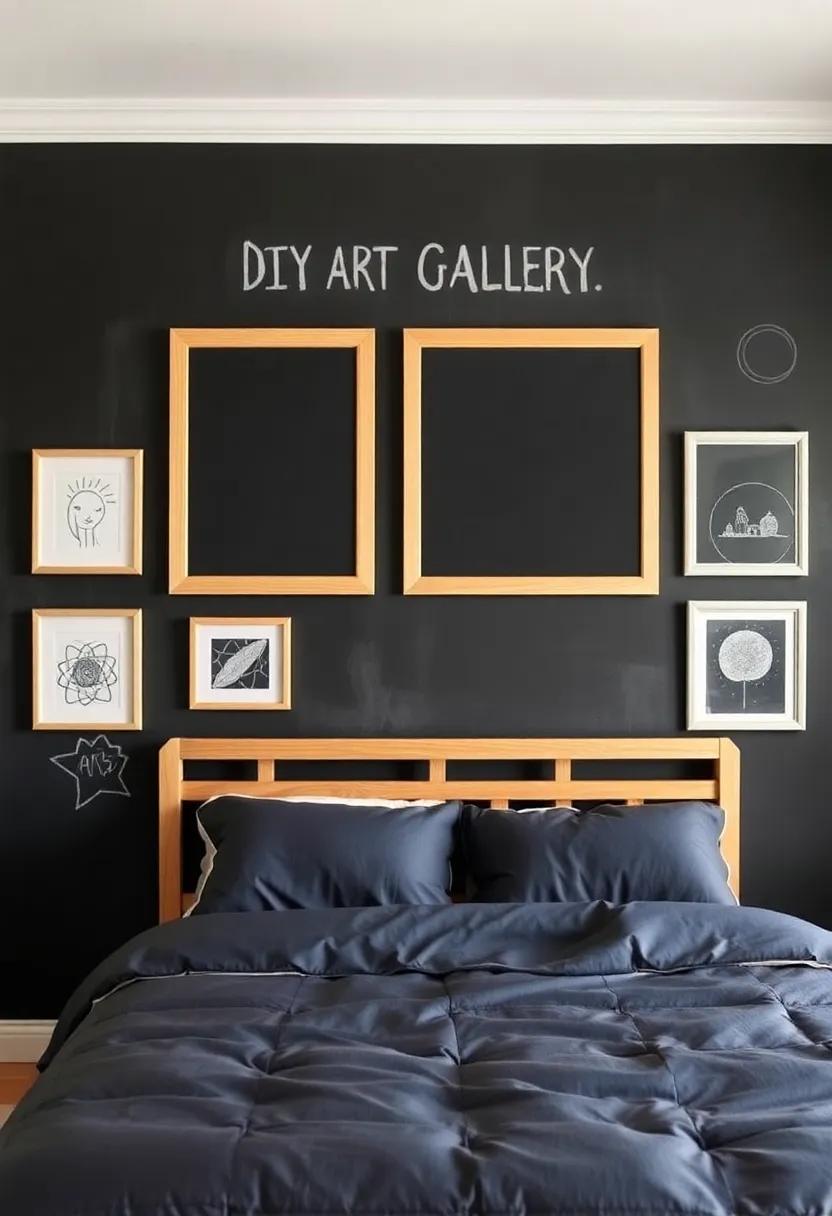 DIY Art Gallery: Paint over your chalkboard‍ wall ‍to create ‍frames for showcasing ​your own chalk ⁣drawings, making⁢ it a rotating gallery