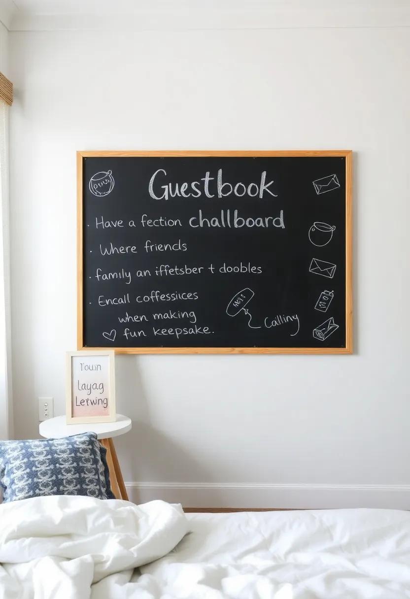 Guestbook‌ Chalkboard: have a ‌section where friends and family can leave messages or doodles when they ⁢visit, ‌making it a ⁣fun keepsake