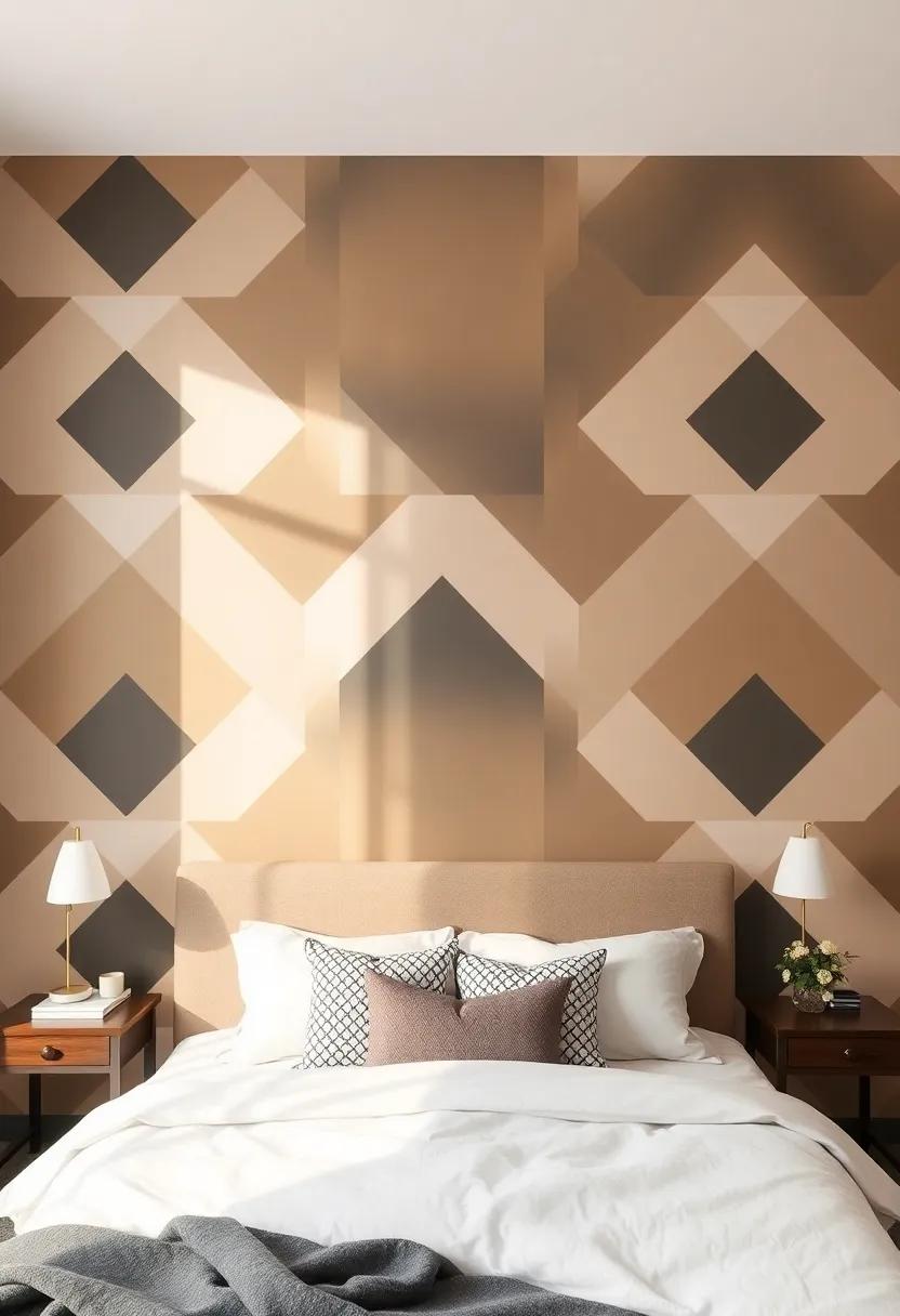 Transforming Your Bedroom‍ Vibe with Bold⁣ Geometric Wall Designs