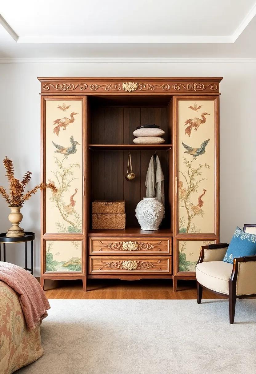 The⁣ elegant ‌Chinoiserie Wardrobe: Featuring beautiful⁢ East Asian motifs, this wardrobe brings a unique sense of global elegance to ⁤your bedroom, setting it apart​ from the ⁤ordinary