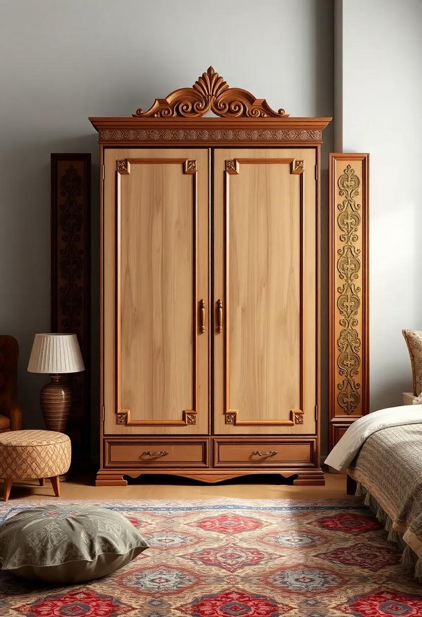 The Ottoman-Inspired Wardrobe: With ornate detailing and a‍ plush touch, this wardrobe pays homage to Ottoman aesthetics, perfect for adding a regal flair to your bedroom