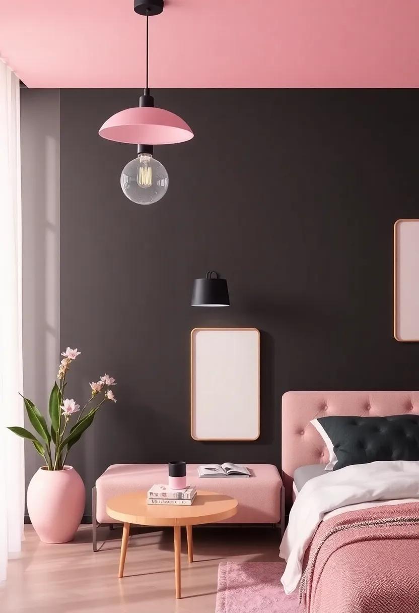 Layered Lighting: Crafting Ambience with Chic Fixtures in Black and pink