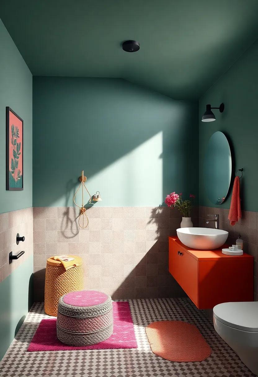 Embrace the unexpected with a vibrant color palette that contrasts traditional neutrals, mixing bold hues to create a striking visual experience