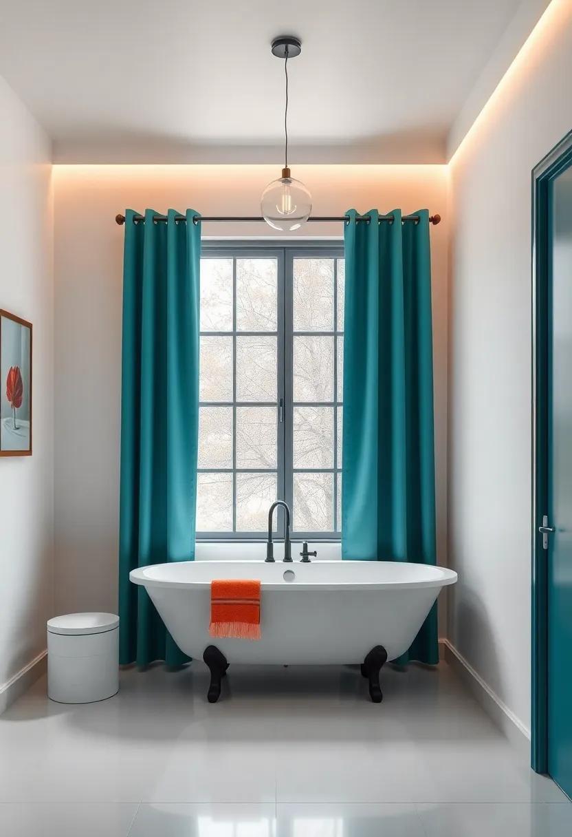 Embrace bold curtains or window treatments that offer privacy while introducing soft color and pattern to the room