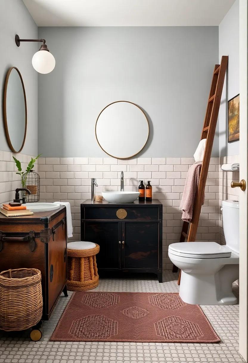 Incorporate unexpected storage solutions like an antique trunk or ladder, providing both practicality and distinctive design