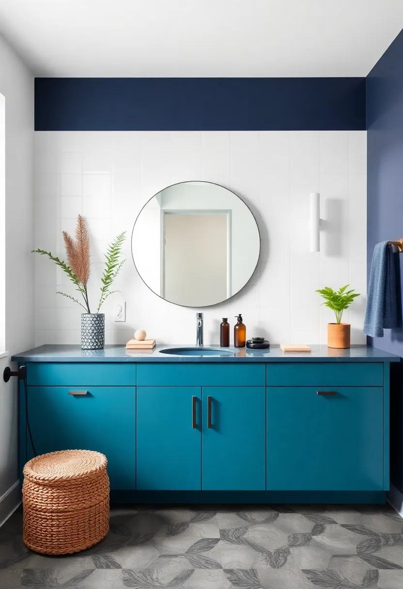 Incorporate artistic elements such as a sculptural vanity or unique decor pieces that elevate the space to a new level of creativity
