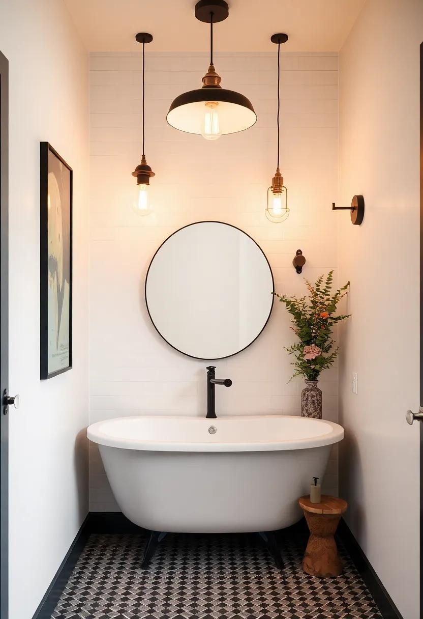 play with lighting by using a combination of pendant lights and sconces to create a dynamic atmosphere that can be both functional and dramatic