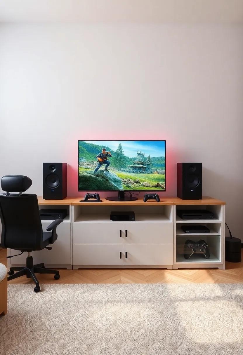 Gaming Console Station:‍ create a dedicated area for gaming consoles with a stylish entertainment unit that accommodates all devices⁢ and accessories