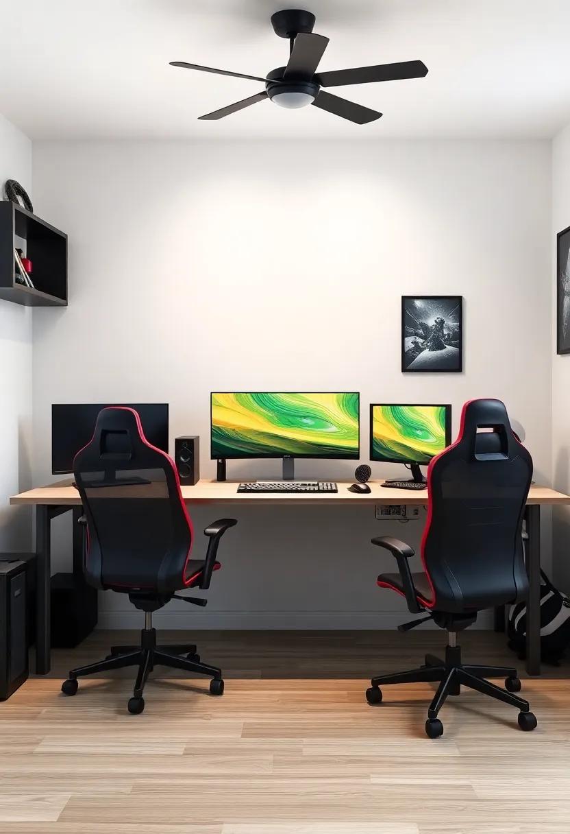 Gaming-Grade ‍Desk:⁢ Invest in a spacious, ergonomic gaming desk that‌ provides⁣ ample room for multiple monitors ‍and all gaming ⁢accessories