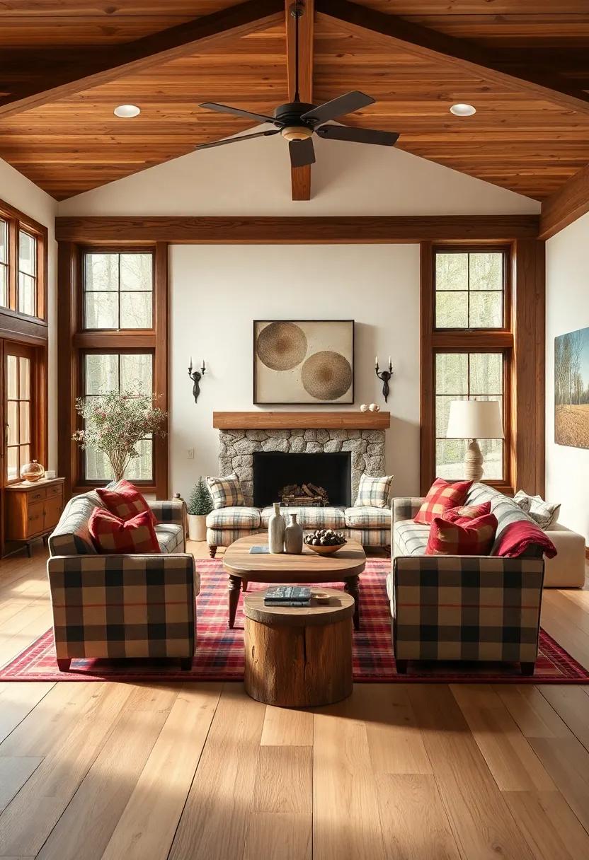 Natural Elements: Blending wood and Stone with Plaid Aesthetics