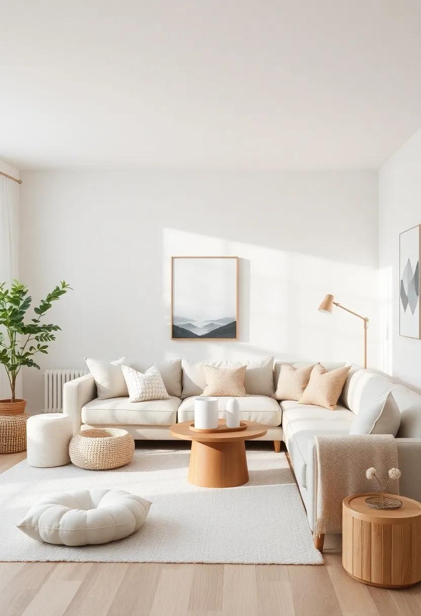 Neutral Color Palette: embrace soft whites, muted greys, and gentle earthy tones to create a calm and inviting atmosphere