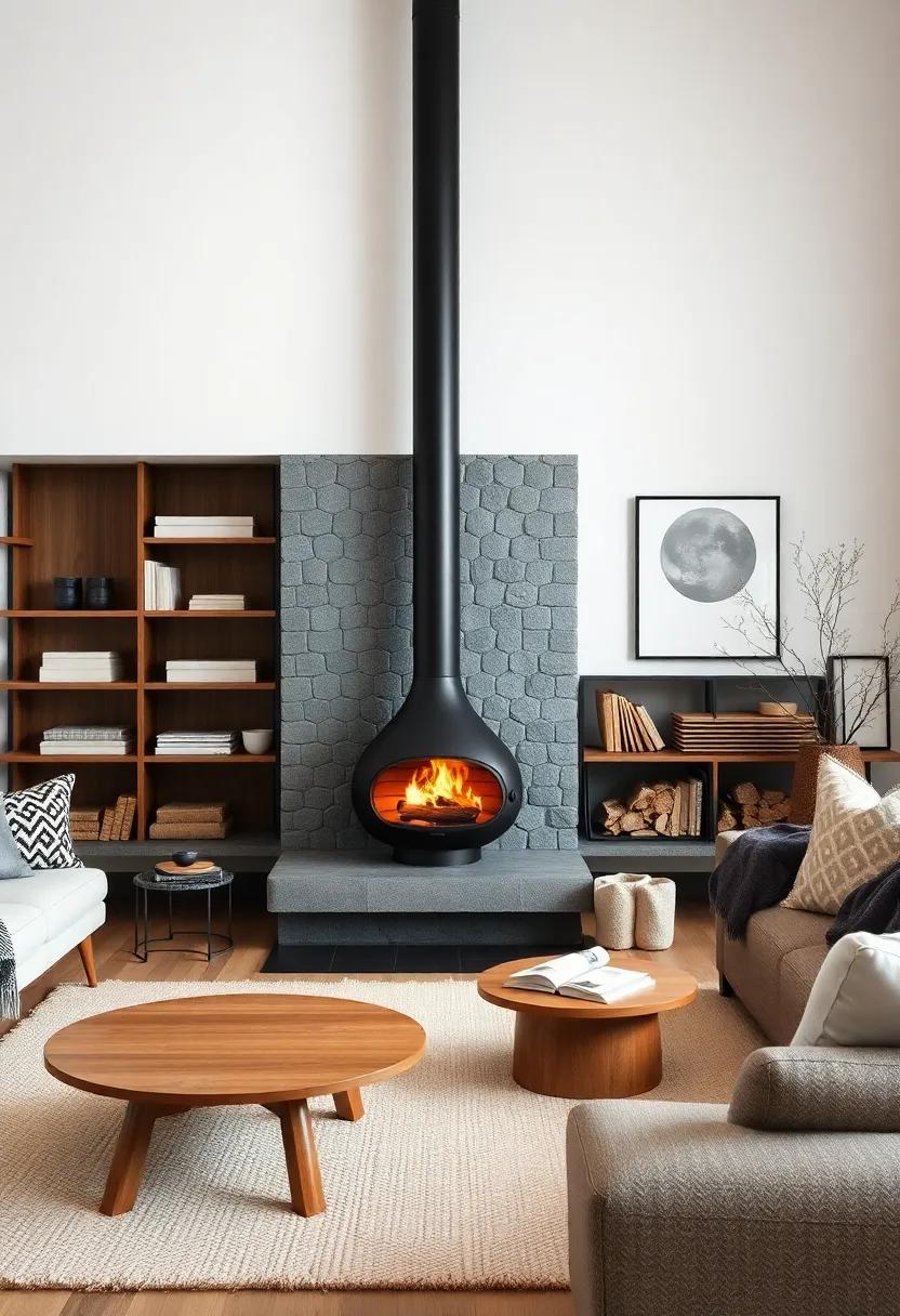 Statement Fireplaces: If possible,include a modern fireplace or a cozy wood⁤ stove to⁢ serve as a focal point and source of warmth