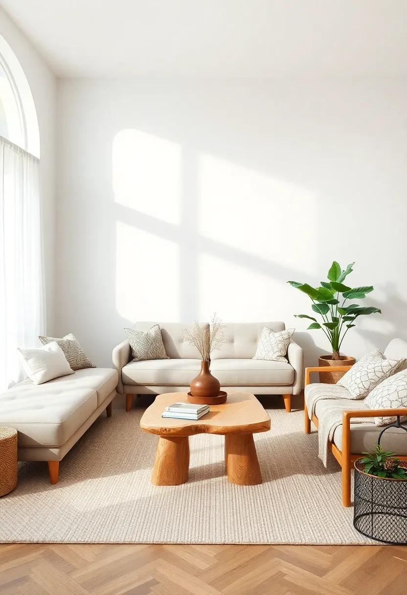 Change up your lighting with woven pendant lamps or lanterns that cast soft, diffused ⁣light and mimic natural forms