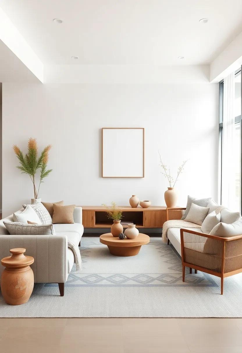 Incorporate stone​ or‍ clay decorative‌ pieces, ‌such as vases or bowls, to enhance the organic ⁢feel of the room