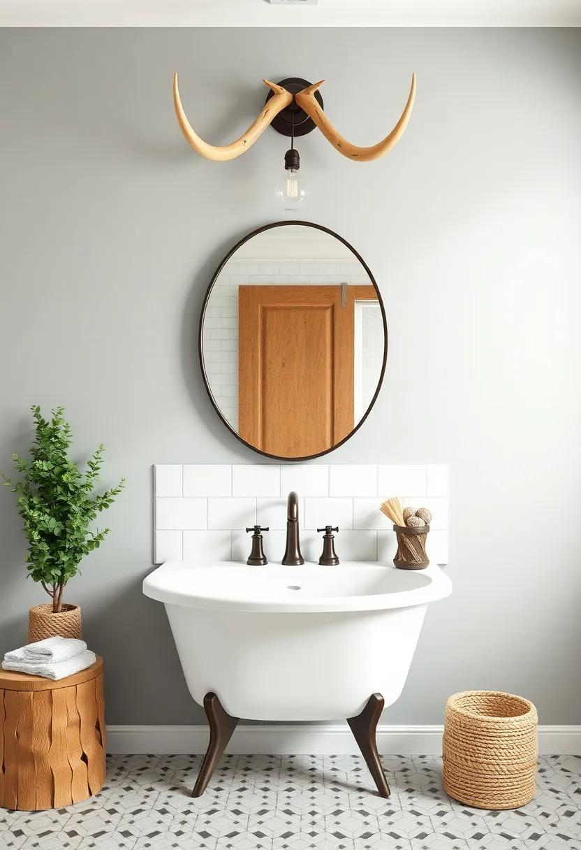 Antler Light fixtures: Bring a touch of whimsy ⁣into your bathroom with antler-shaped lighting that complements nature-inspired ‍themes