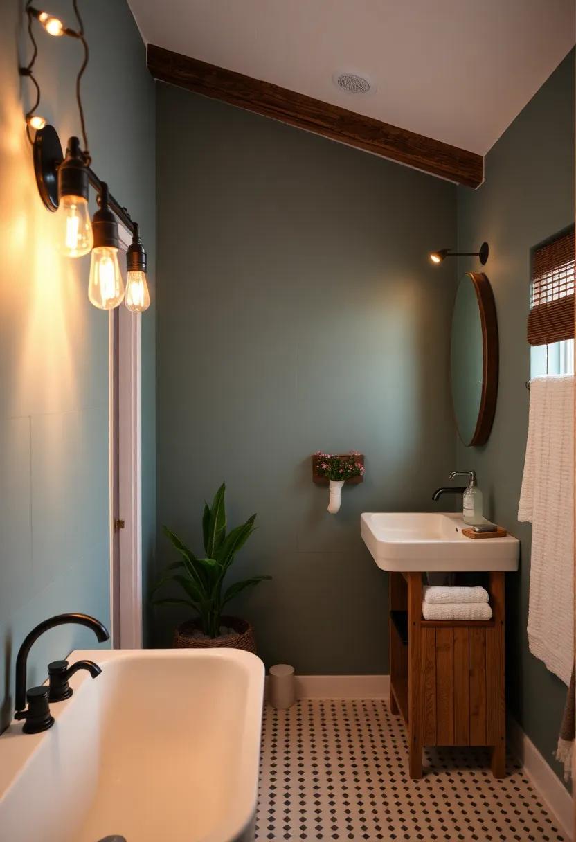 Rustic String Lights: ⁢String up⁢ some fairy lights ‌for an inviting glow, perfect‍ for creating a cozy atmosphere⁤ in small or larger bathrooms alike