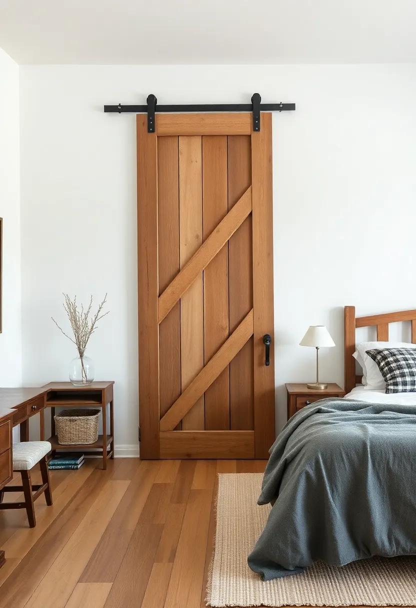 the Charm of a repurposed Barn Door as​ a Room Divider
