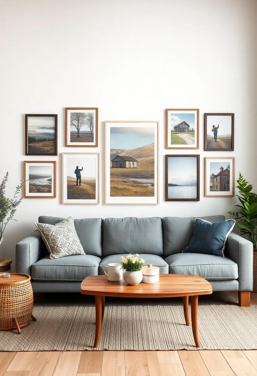 Gallery⁢ Wall: Create a ⁢gallery wall featuring family photos, rustic art, ‌and local landscapes⁣ to​ personalize your space and make it feel lived-in