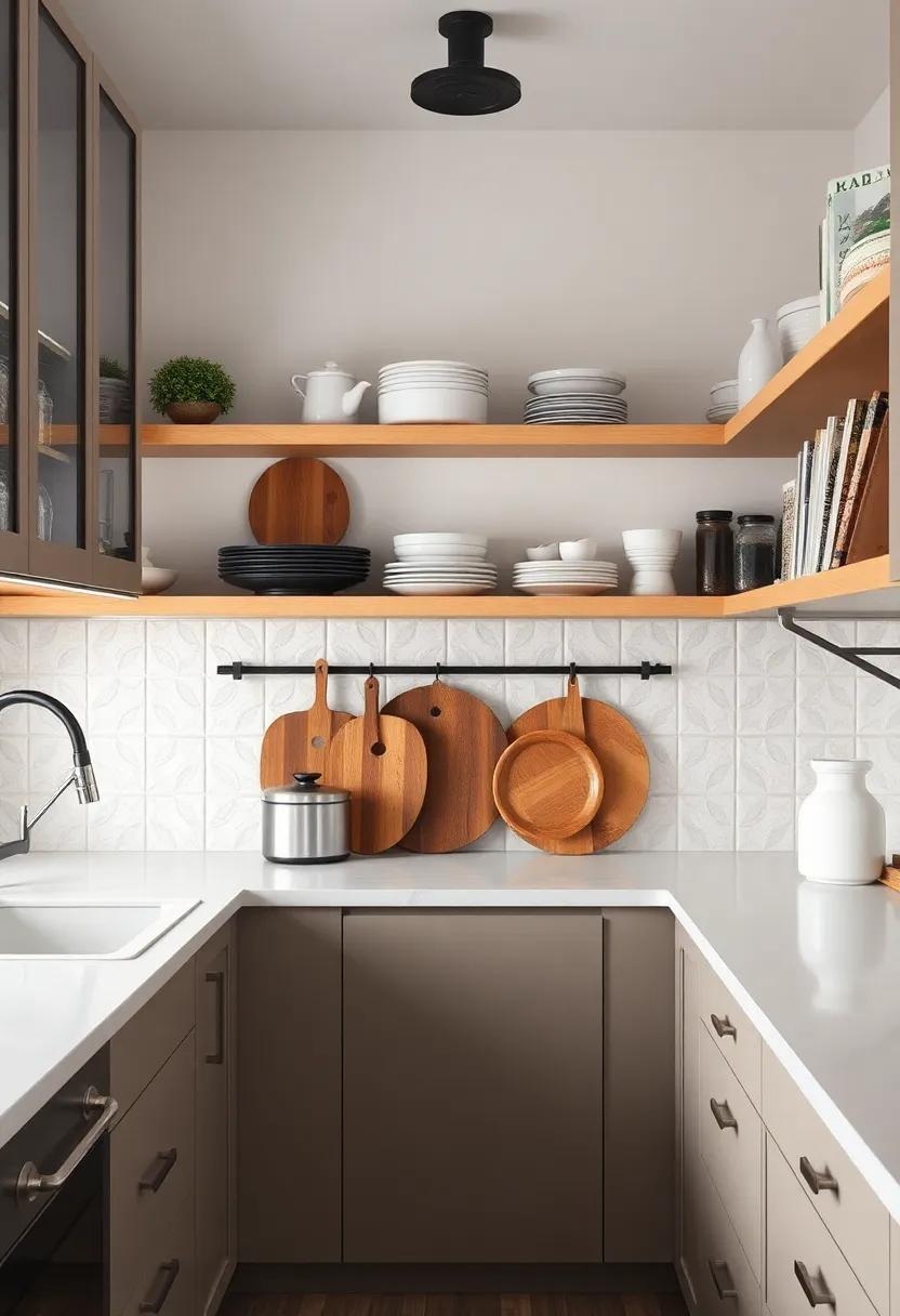 Mix Cookware and Decor: Combine functional items with decorative elements, such as beautiful cookbooks or unique spice jars, for a curated look