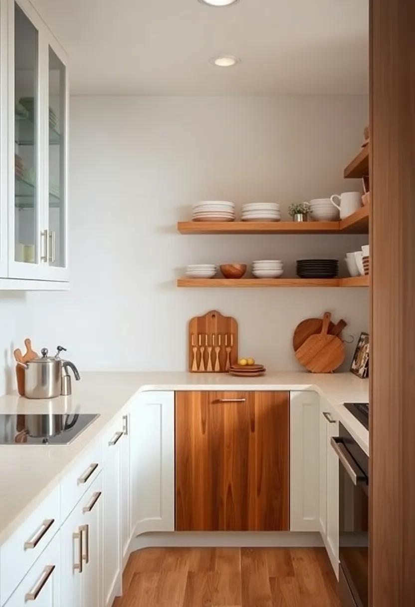 Open vs. Closed: Balance your open shelving with closed cupboards; this way,you can showcase your favorite items while discreetly storing the rest