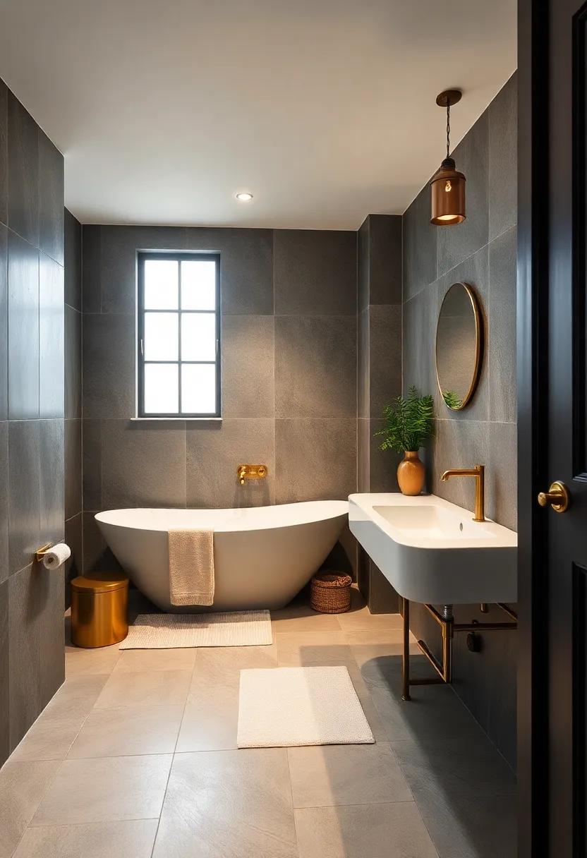 Soft Touch of Brass: Using⁤ Fabric and Color to Balance‌ Hard Materials in ⁣Bathrooms