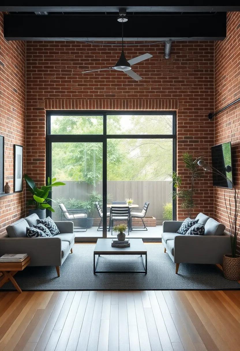 Install sliding doors to separate your living space while ⁢featuring exposed brick to attractively blend ⁣indoor and ​outdoor lifestyles