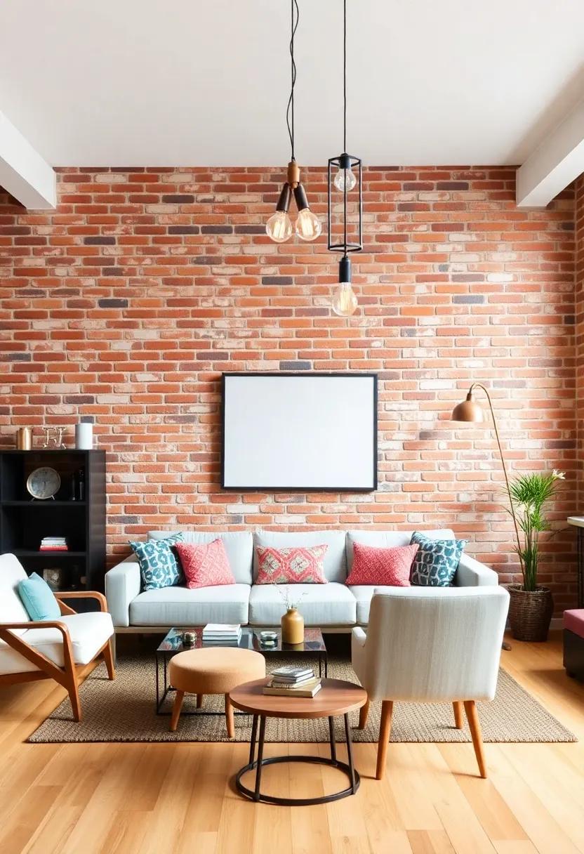Incorporate playful lighting fixtures, like pendant lamps or Edison bulbs, to further accentuate the‍ industrial flair of a brick-centric living room