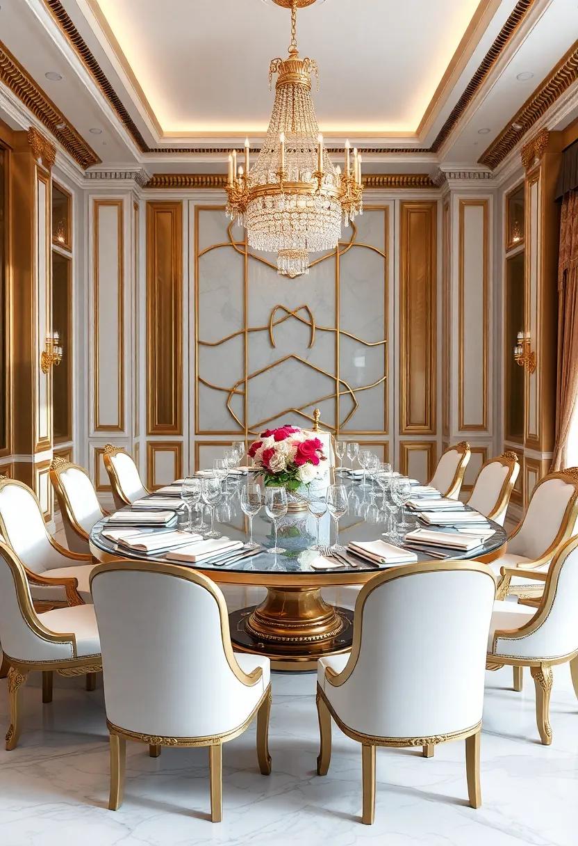 Glistening Dining ⁤Areas featuring Regal Tables​ and Sumptuous Table⁢ Settings