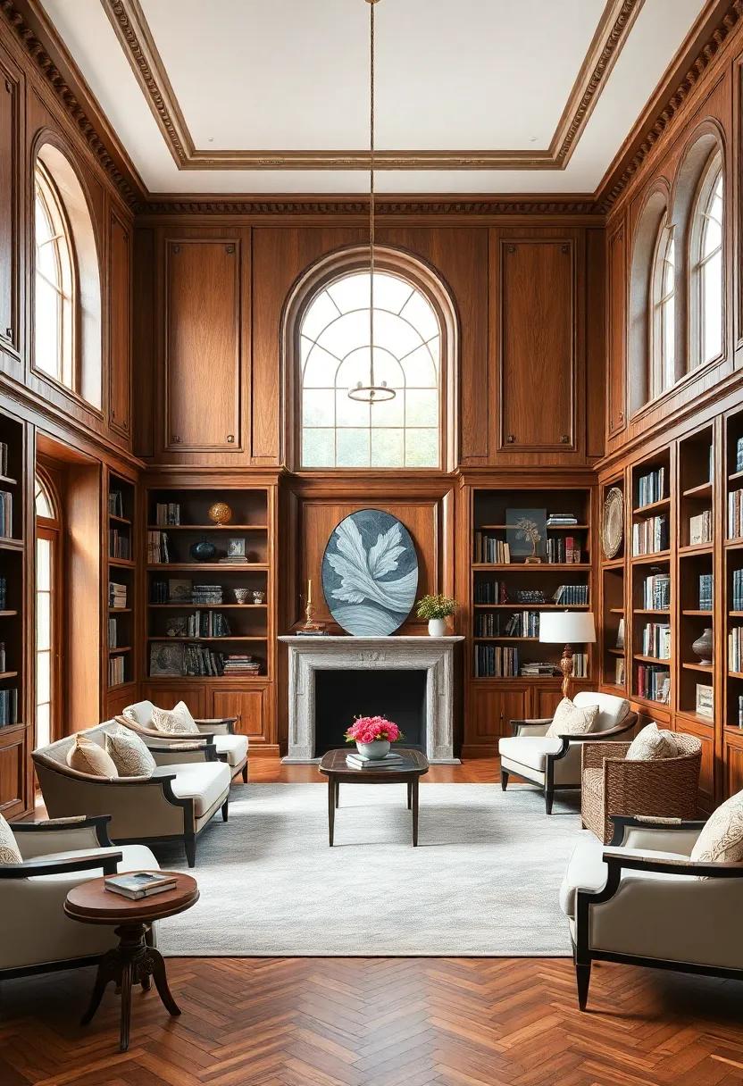 Serene Home Libraries ‍with Rich Wood Finishes and Cozy Reading Nooks