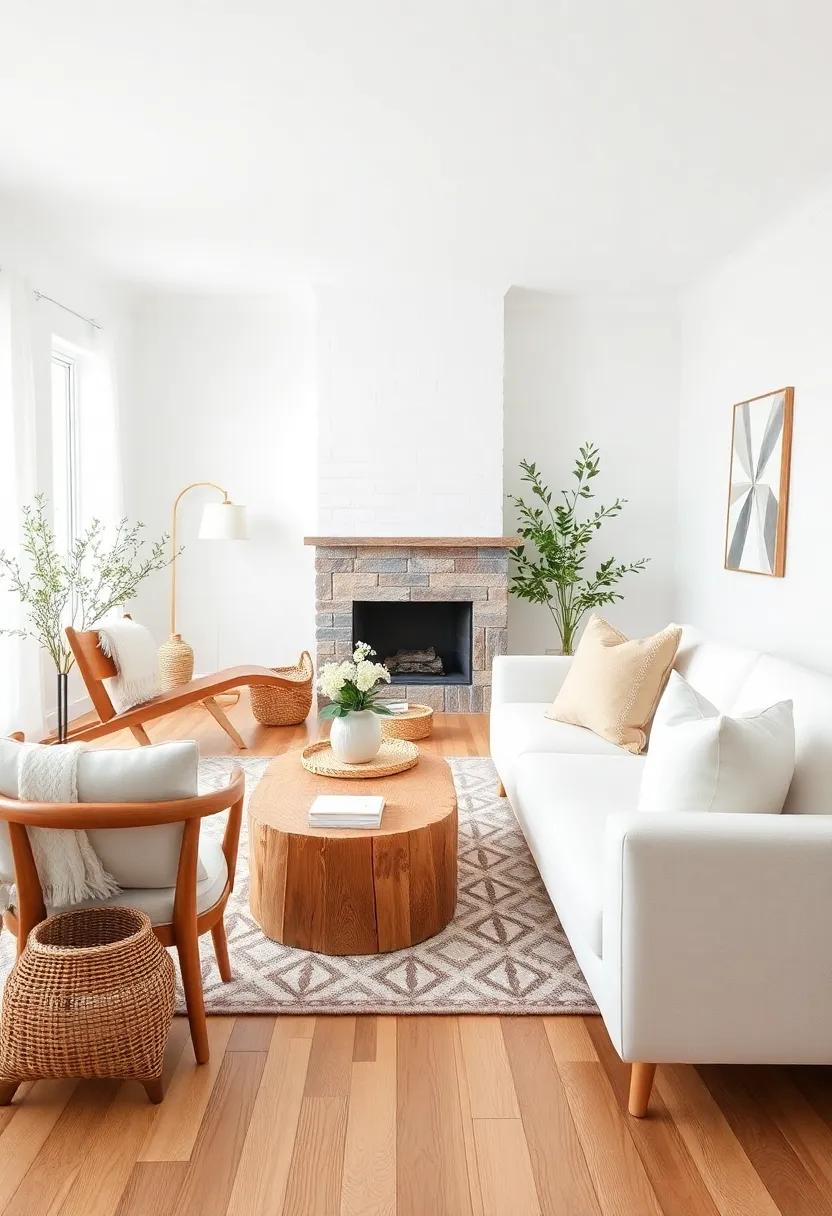 Natural wood Accents: Introduce natural wood elements through furniture, flooring, or decorative accents to provide warmth and contrast against the crisp white backdrop