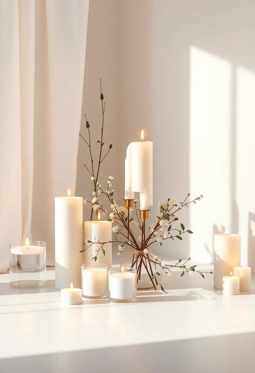 Soft glowing Candles: Adorn spaces with clusters of candles in various heights to create a warm and inviting ambiance, perfect for cozy evenings