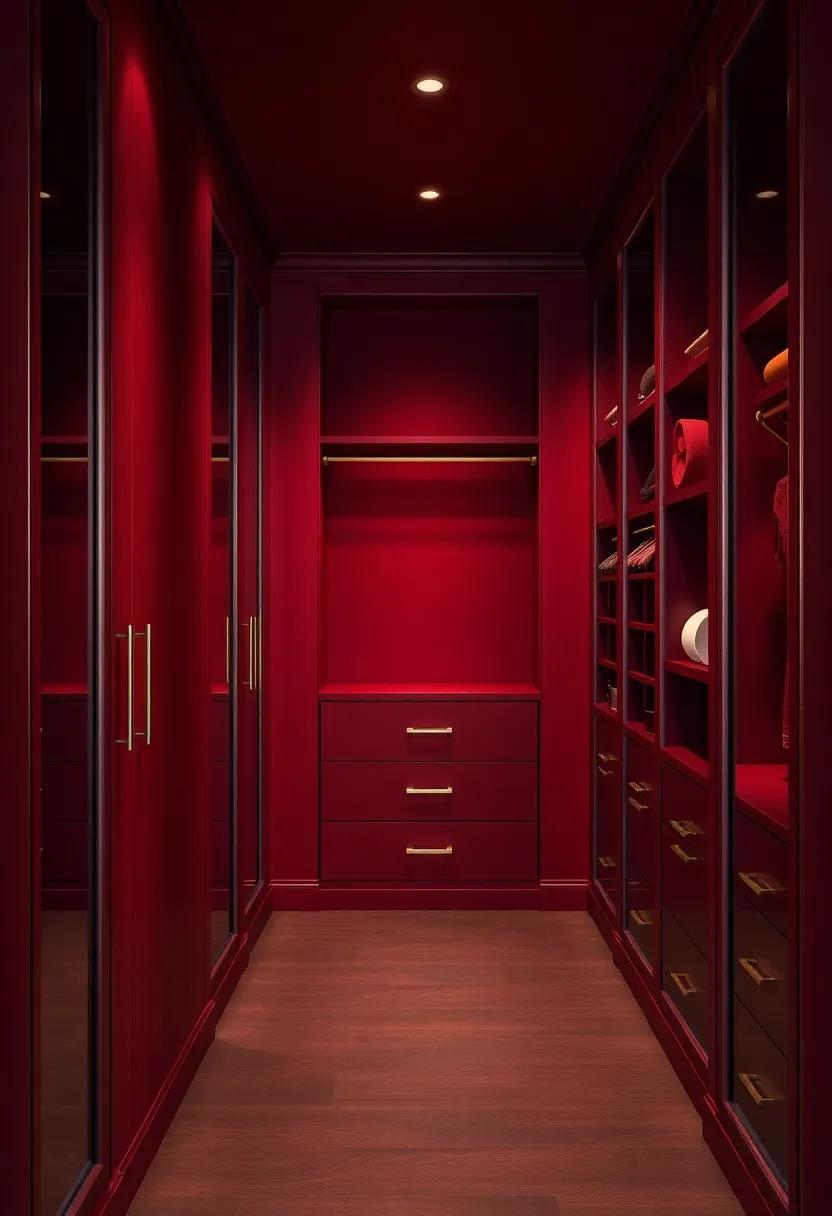 Opulent ‌Deep ​Burgundy⁢ Walls: The rich, dark red hue creates an inviting atmosphere, exuding sophistication‍ and warmth