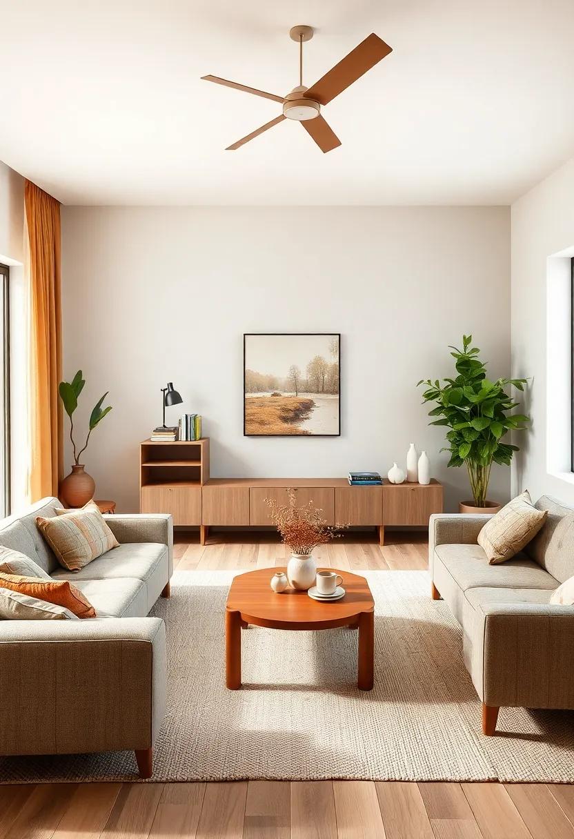 Embracing ​Earthy Hues Against ‍Minimalist ​Backdrops for a harmonious ‍Living Space