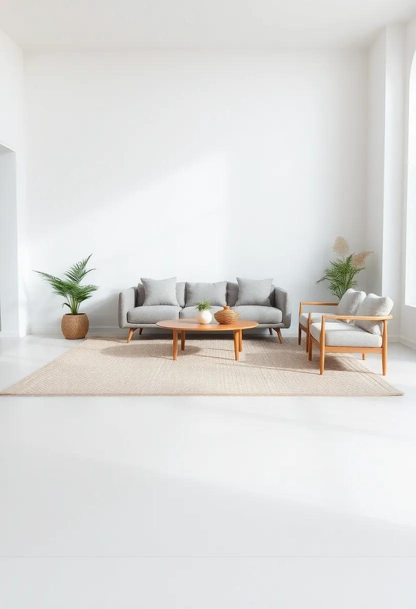 artistic Rugs: Choose a large area rug with a simple pattern or a muted color palette to anchor your furniture and add texture to the floor