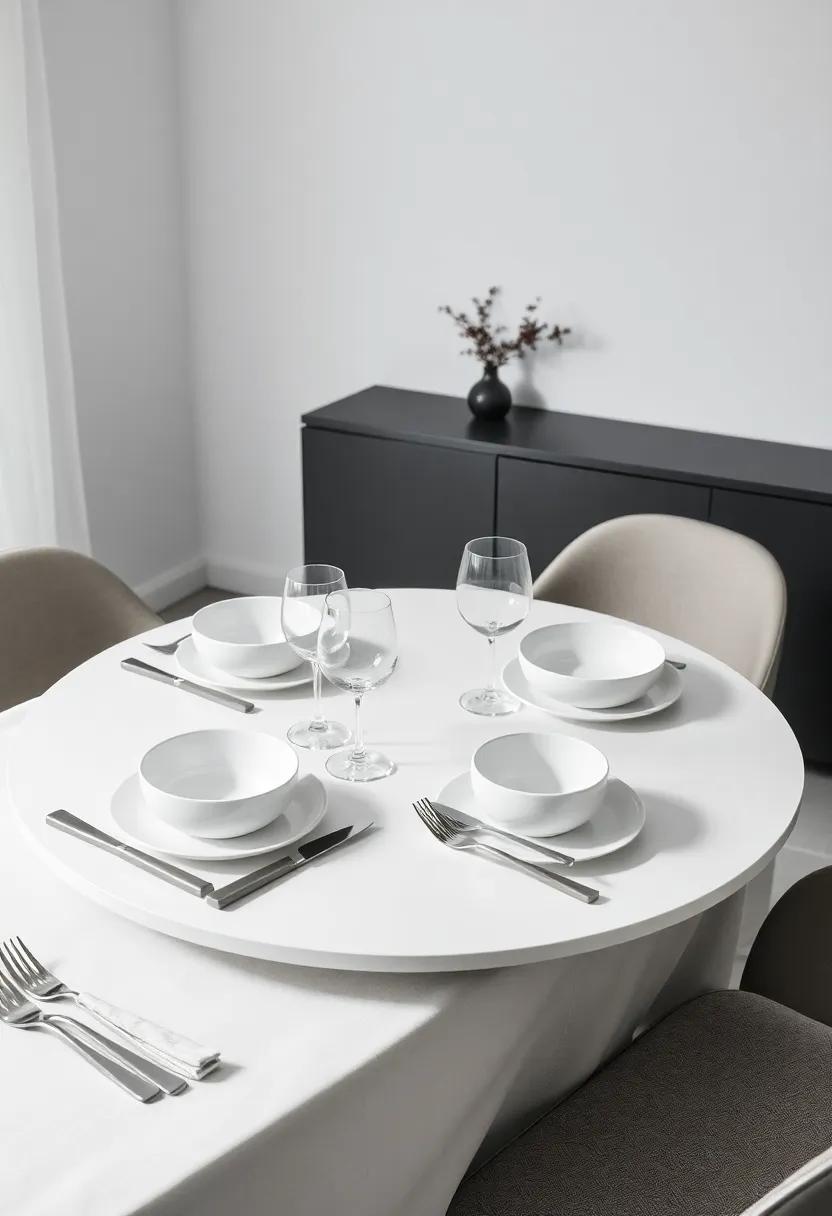 Minimalist table Settings: Opt for simple tableware in monochrome shades, served with a touch of elegance, for a polished dining experience