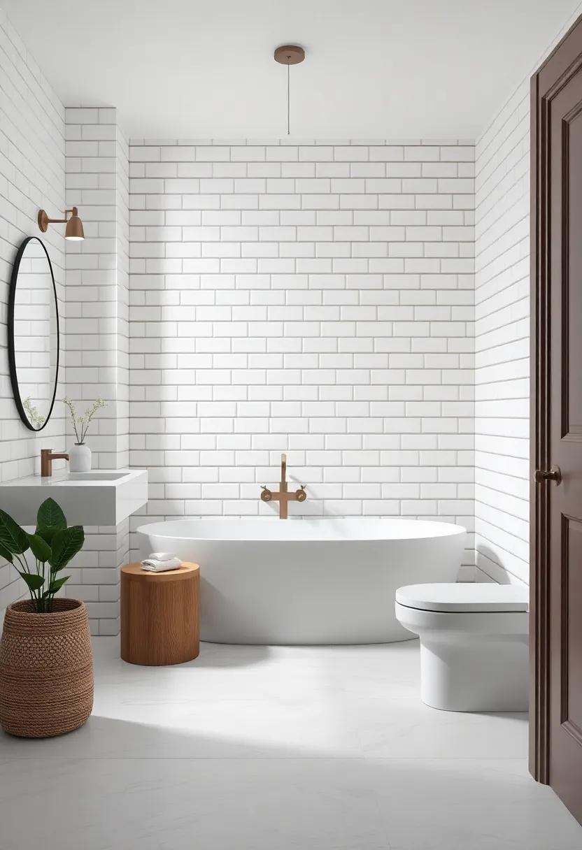 Chic Elegance in Farmhouse Bathrooms With Timeless Subway Tiles