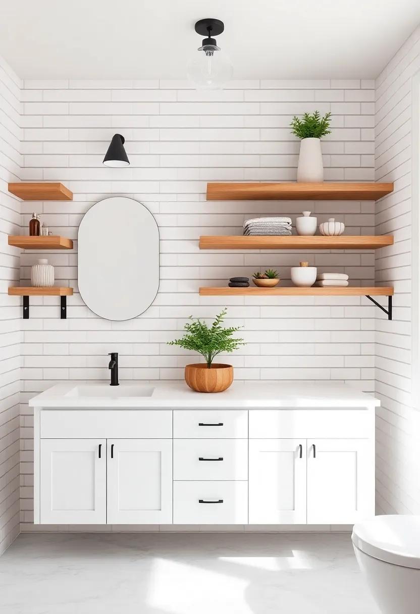 Embracing Open Shelving for stylish Storage in Farmhouse Bathrooms