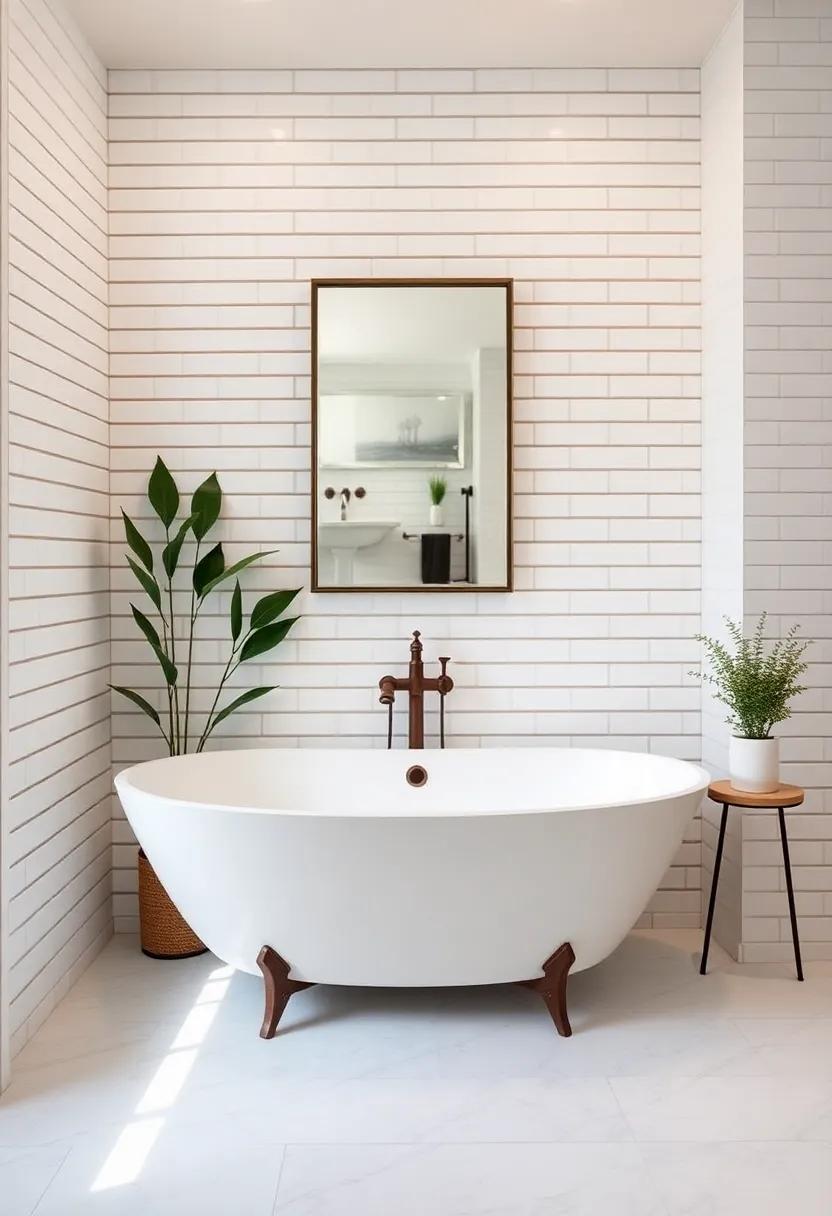 The Warmth of Natural Wood Accents Against Subway Tiles