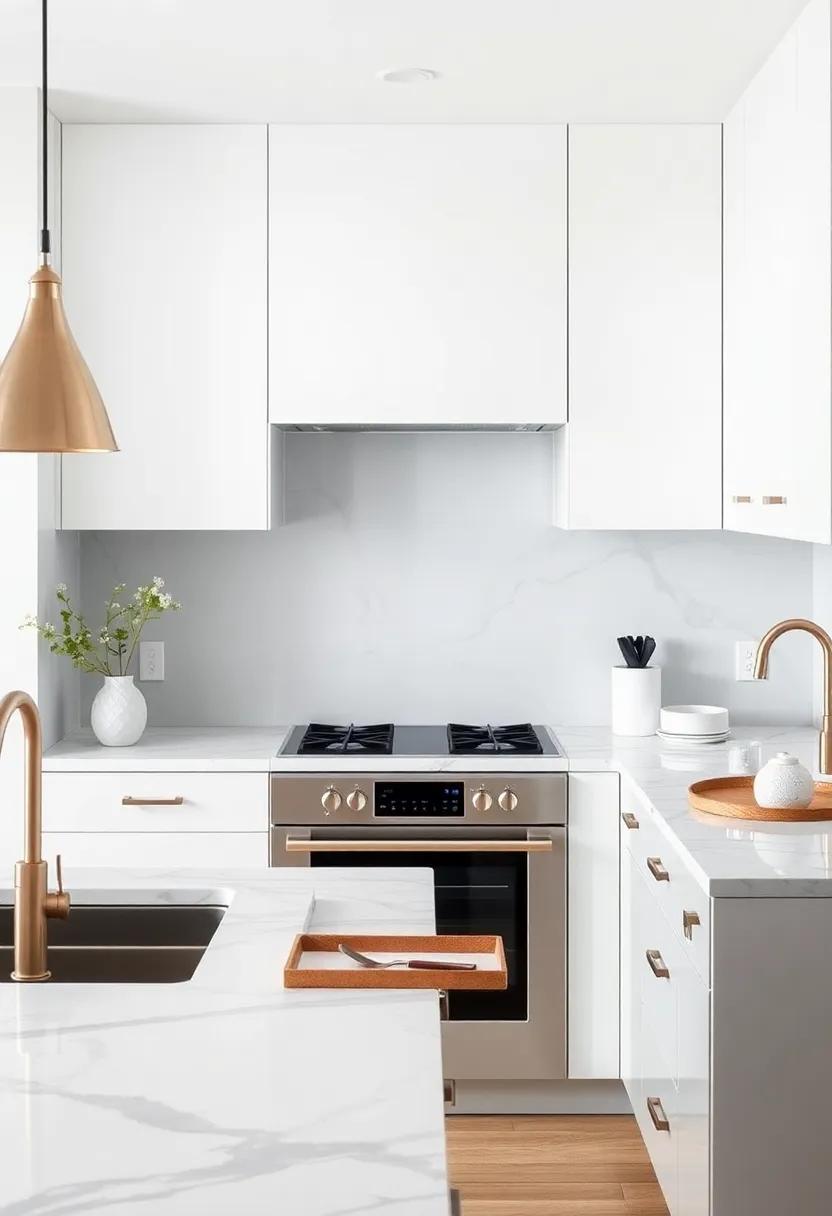 Integrate chic marble-inspired accessories, like vases or decorative trays, to tie the look together without overdoing it