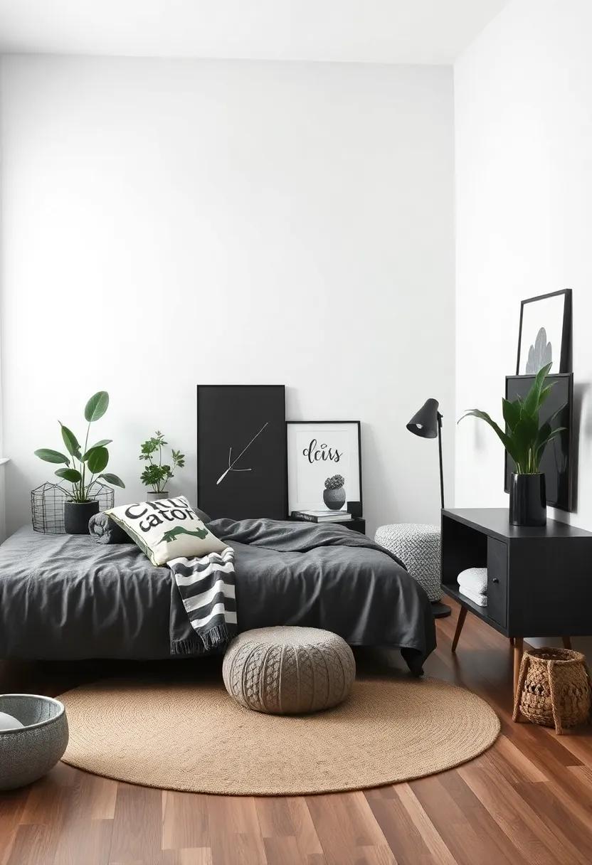 Integrating Nature-Inspired Decor in​ a Monochrome Setting