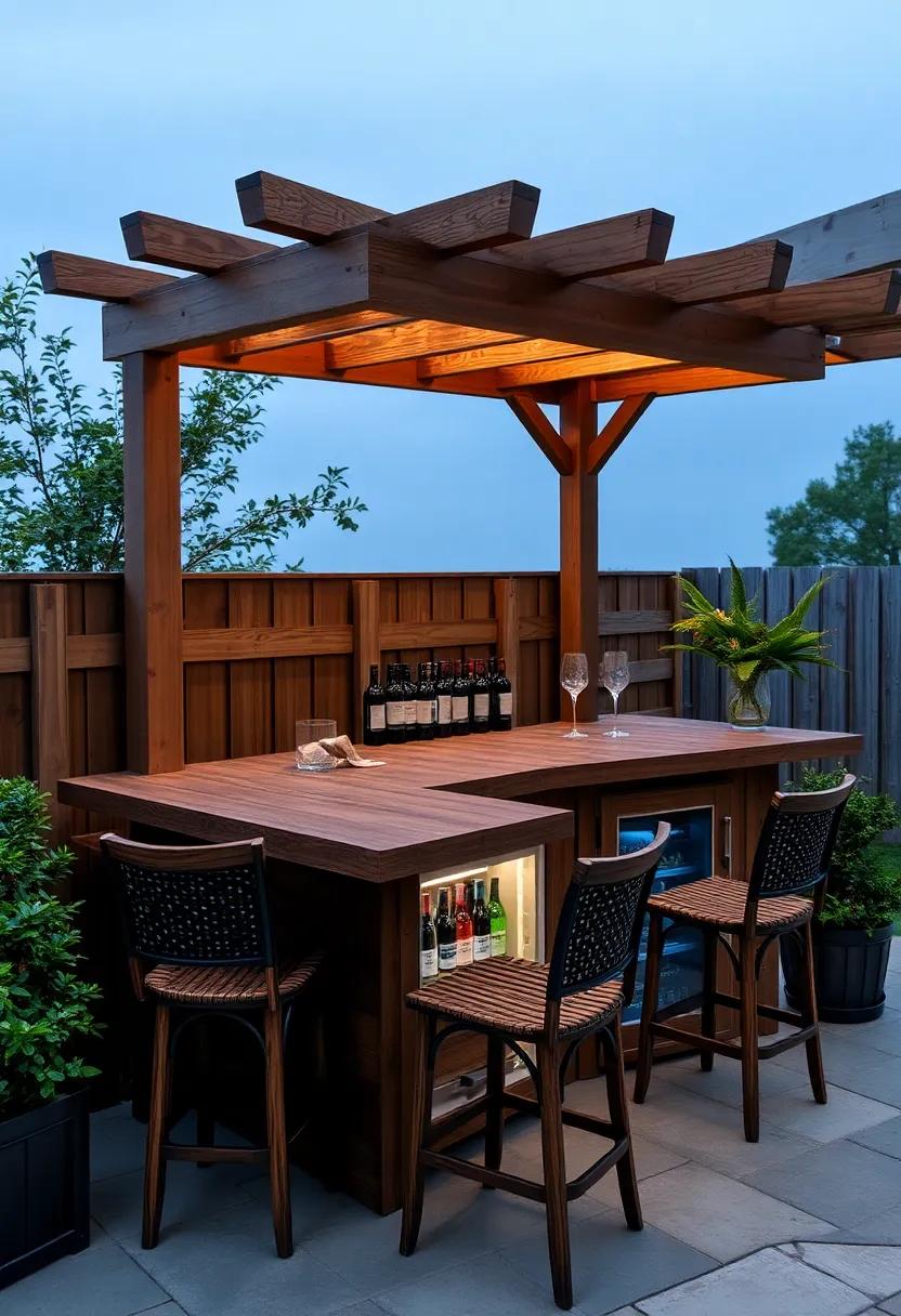 Rustic‌ Flair: Embrace Nature with Wooden Patio‍ Bars