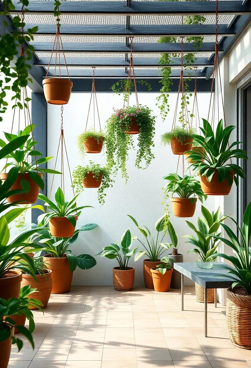 Unfolding Depth with Layers of Hanging Plants at Different Heights